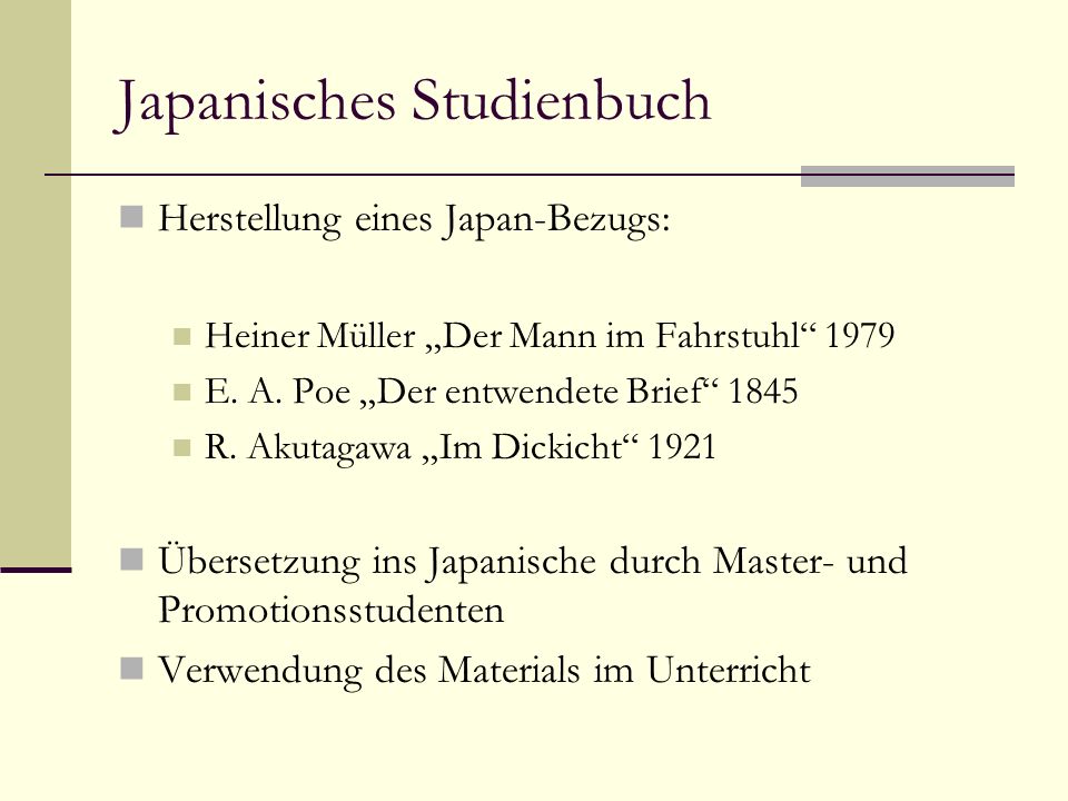 Japanisches Studienbuch Herstellung eines Japan-Bezugs: Heiner Müller Der Mann im Fahrstuhl 1979 E.