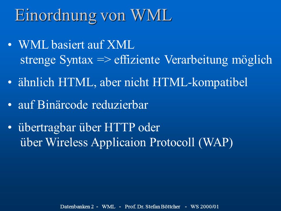 Datenbanken 2 - WML - Prof. Dr.