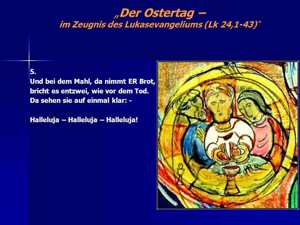 Der Ostertag – im Zeugnis des Lukasevangeliums (Lk 24,1-43) 5.