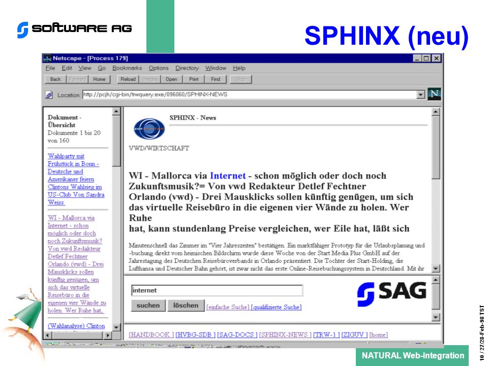 NATURAL Web-Integration 10 / 27/28-Feb-98 TST SPHINX (neu)