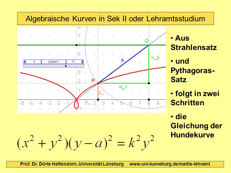 Algebraische Kurven in Sek II oder Lehramtsstudium Prof.