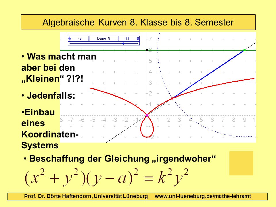 Algebraische Kurven 8. Klasse bis 8. Semester Prof.