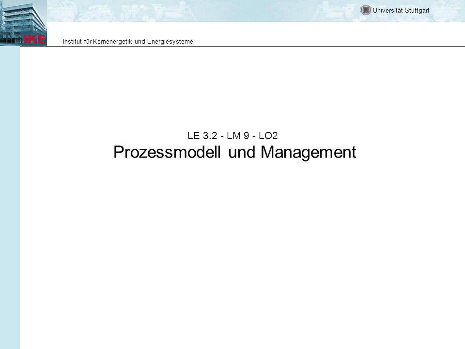 Universität Stuttgart Institut für Kernenergetik und Energiesysteme LE LM 9 - LO2 Prozessmodell und Management