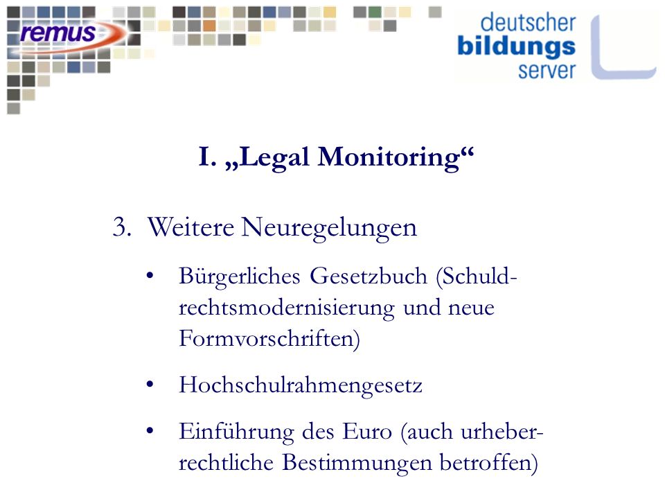 I. Legal Monitoring 3.