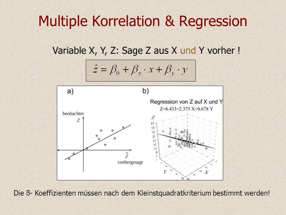 Multiple Korrelation & Regression Variable X, Y, Z: Sage Z aus X und Y vorher .