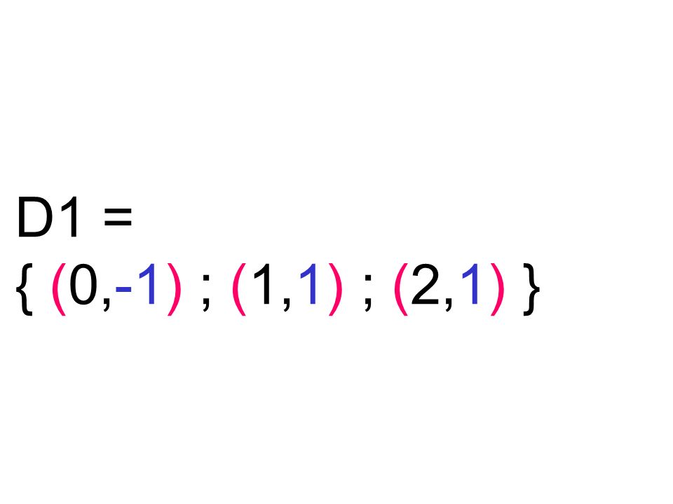 D1 = { (0,-1) ; (1,1) ; (2,1) }