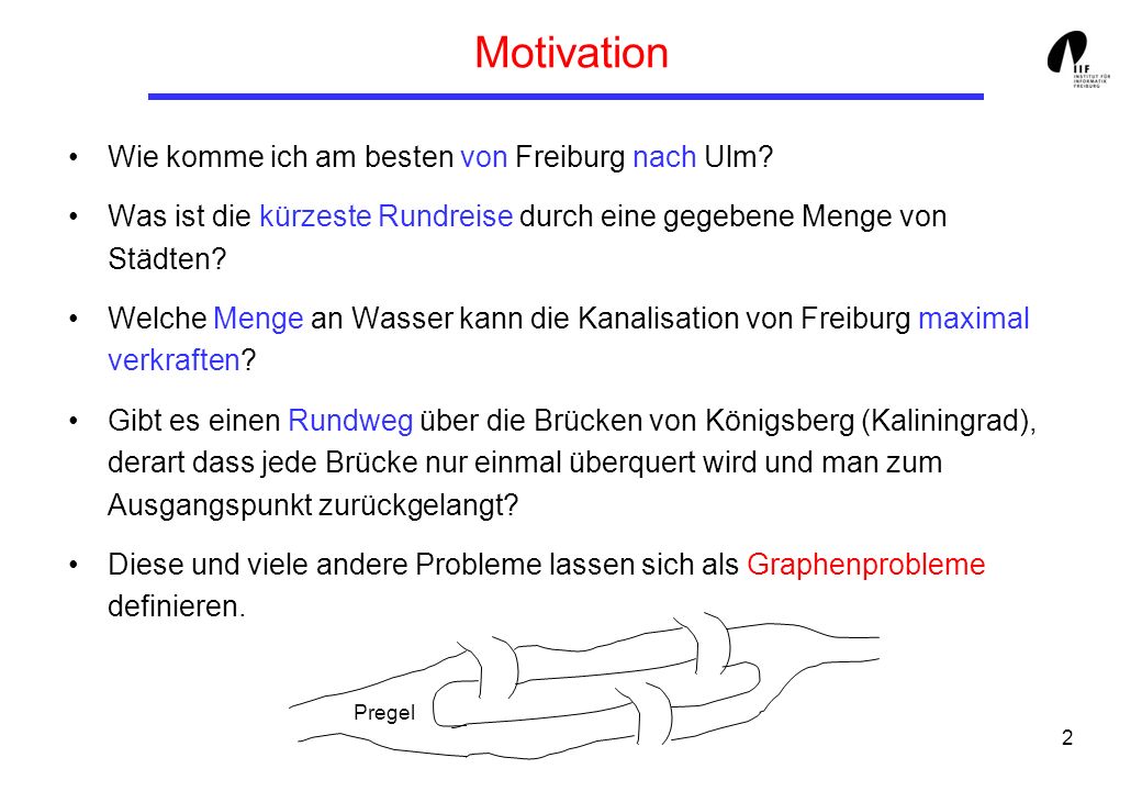 2 Motivation Wie komme ich am besten von Freiburg nach Ulm.