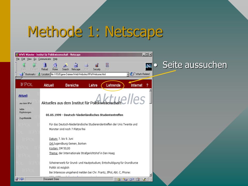 Methode 1: Netscape Seite aussuchen