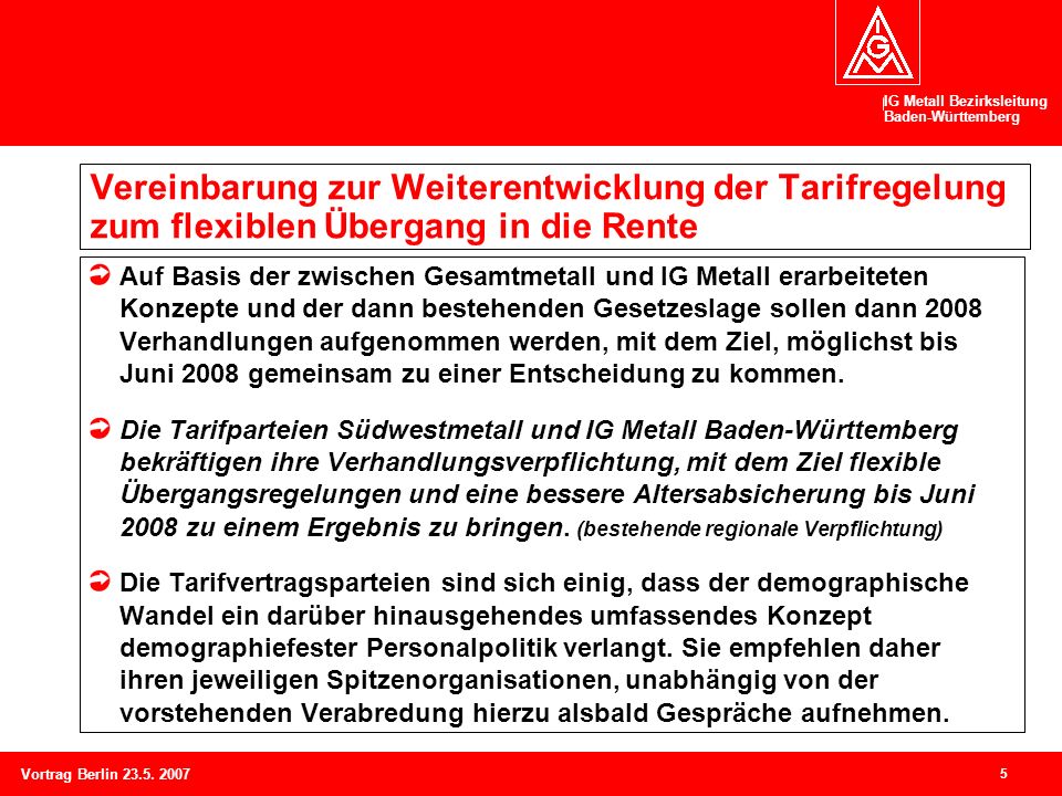 IG Metall Bezirksleitung Baden-Württemberg 5 Vortrag Berlin 23.5.