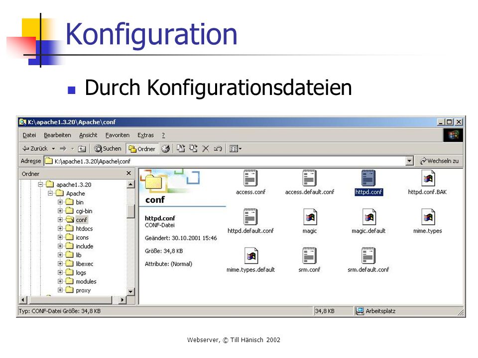 Webserver, © Till Hänisch 2002 Konfiguration Durch Konfigurationsdateien