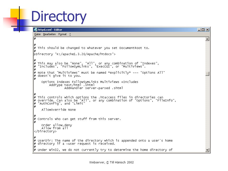 Webserver, © Till Hänisch 2002 Directory