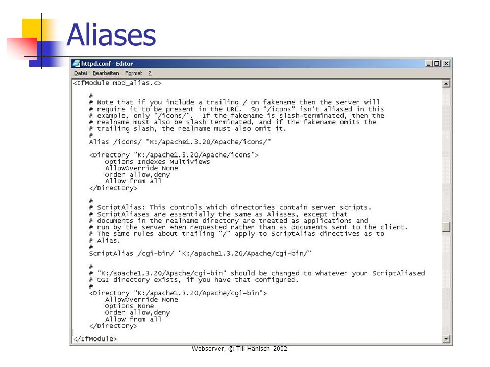Webserver, © Till Hänisch 2002 Aliases