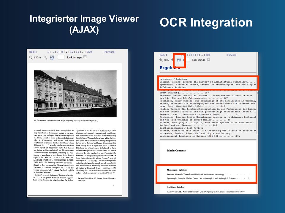 Integrierter Image Viewer (AJAX) OCR Integration