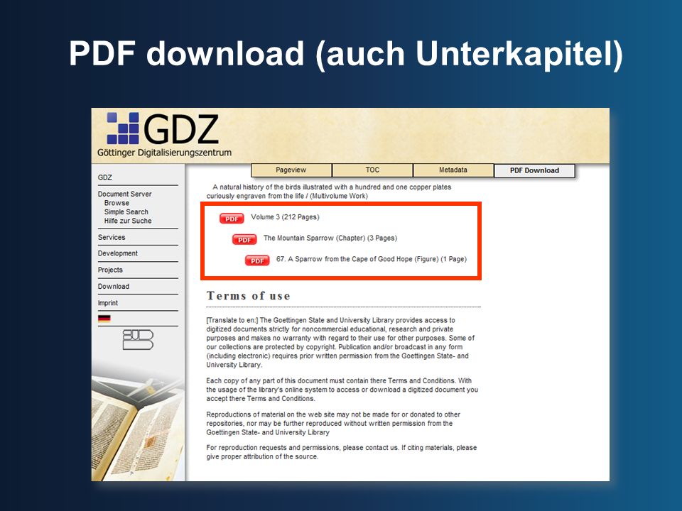 PDF download (auch Unterkapitel)