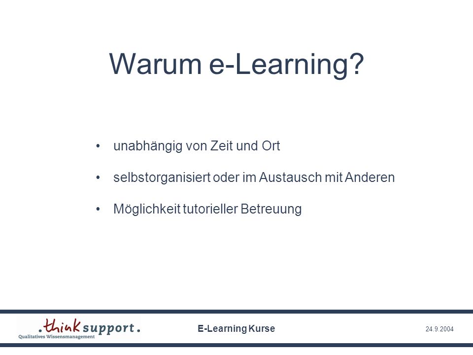 Warum e-Learning.