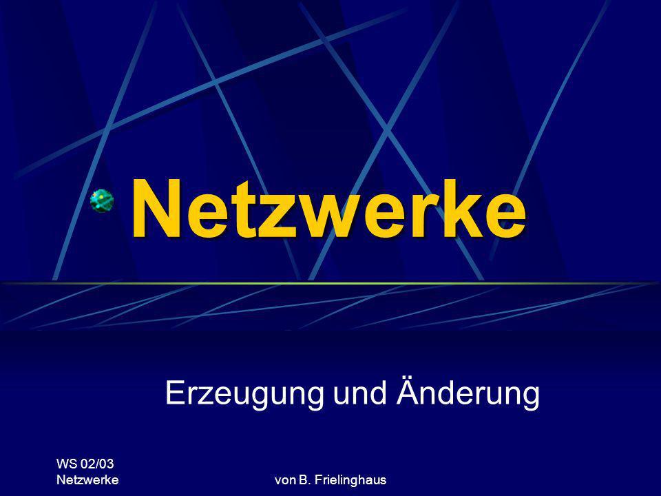 WS 02/03 Netzwerkevon B. Frielinghaus Netzwerke Erzeugung und Änderung