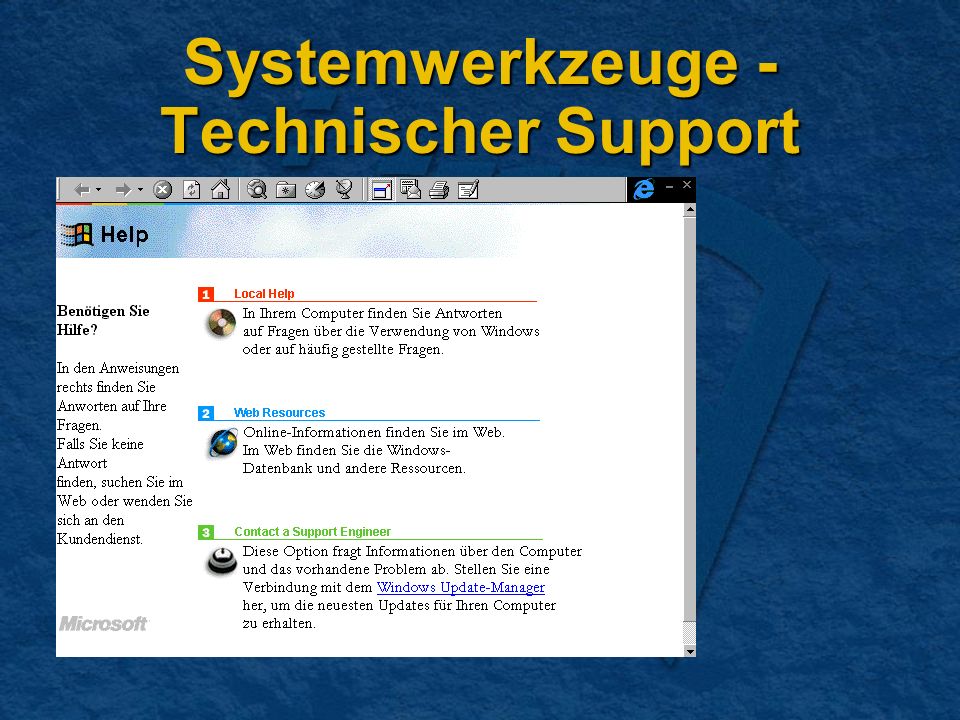 Systemwerkzeuge - Technischer Support