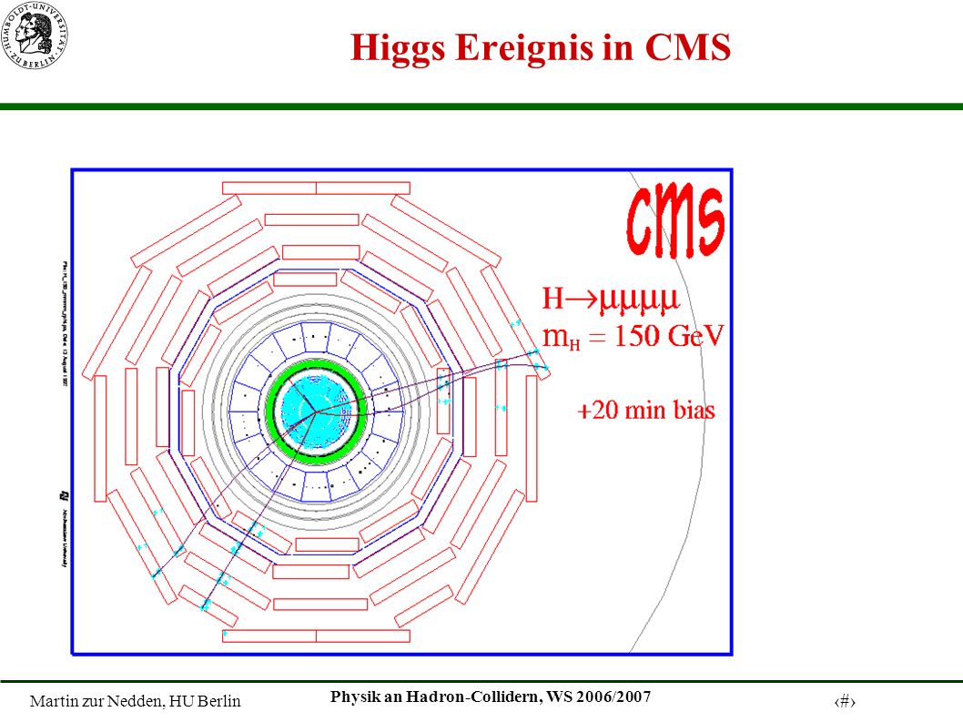 Martin zur Nedden, HU Berlin 26 Physik an Hadron-Collidern, WS 2006/2007 Higgs Ereignis in CMS