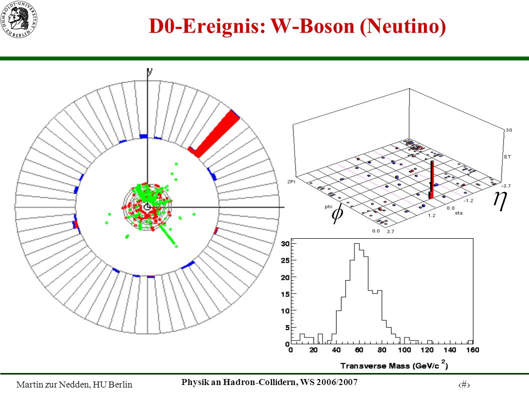 Martin zur Nedden, HU Berlin 9 Physik an Hadron-Collidern, WS 2006/2007 D0-Ereignis: W-Boson (Neutino)
