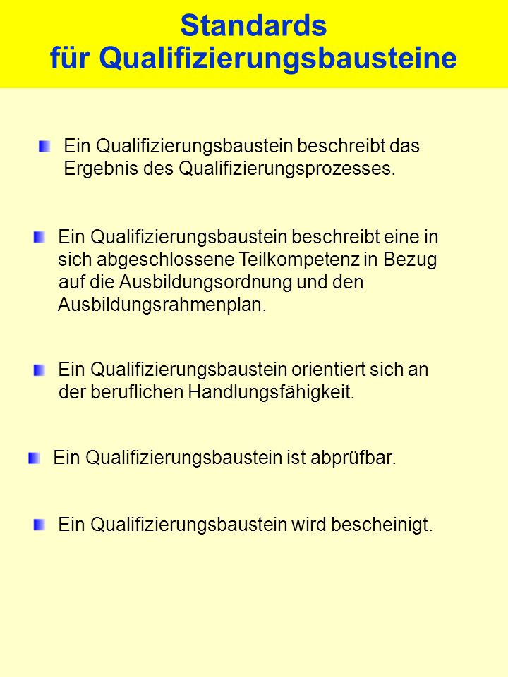 Qualifizierungsbausteine in der Berufsausbildungsvorbereitung Berufseinstiegsklasse (BEK)