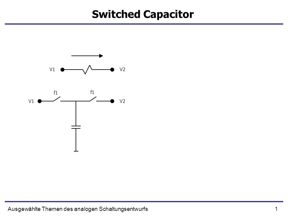 1Ausgewählte Themen des analogen Schaltungsentwurfs Switched Capacitor f1 V1V2 V1V2