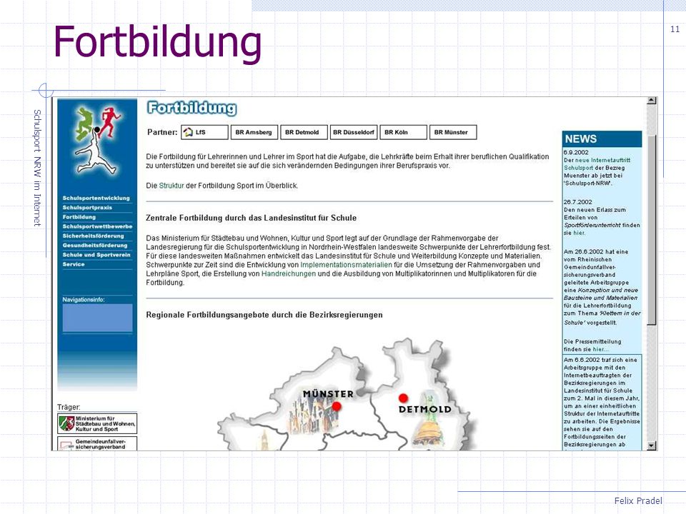 Felix Pradel Schulsport NRW im Internet 11 Fortbildung