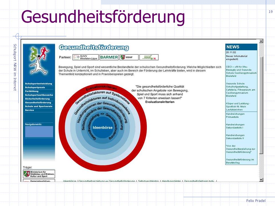 Felix Pradel Schulsport NRW im Internet 19 Gesundheitsförderung