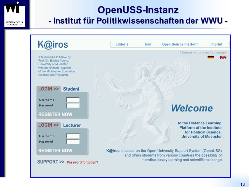 13 WIRTSCHAFTS INFORMATIK OpenUSS-Instanz - Institut für Politikwissenschaften der WWU -
