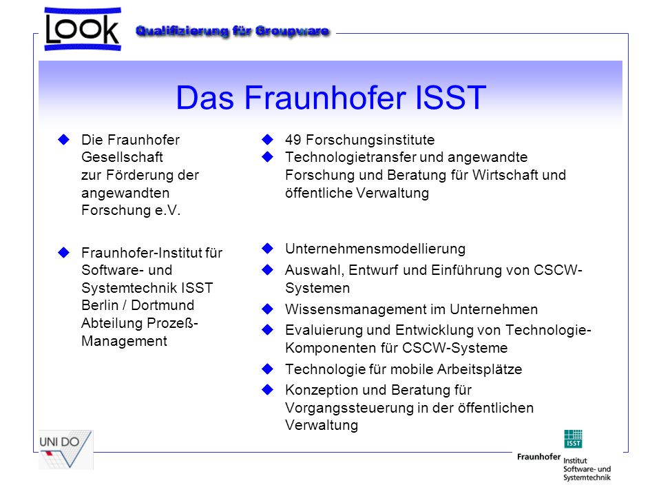 Das Fraunhofer ISST uDie Fraunhofer Gesellschaft zur Förderung der angewandten Forschung e.V.