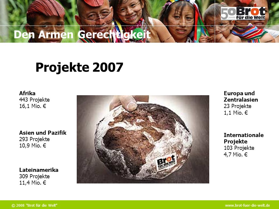 Den Armen Gerechtigkeit © 2008 Brot für die Welt   Afrika 443 Projekte 16,1 Mio.