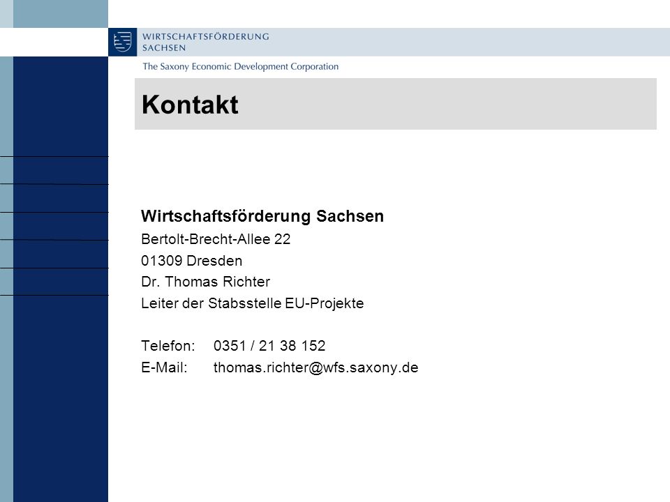Kontakt Wirtschaftsförderung Sachsen Bertolt-Brecht-Allee Dresden Dr.