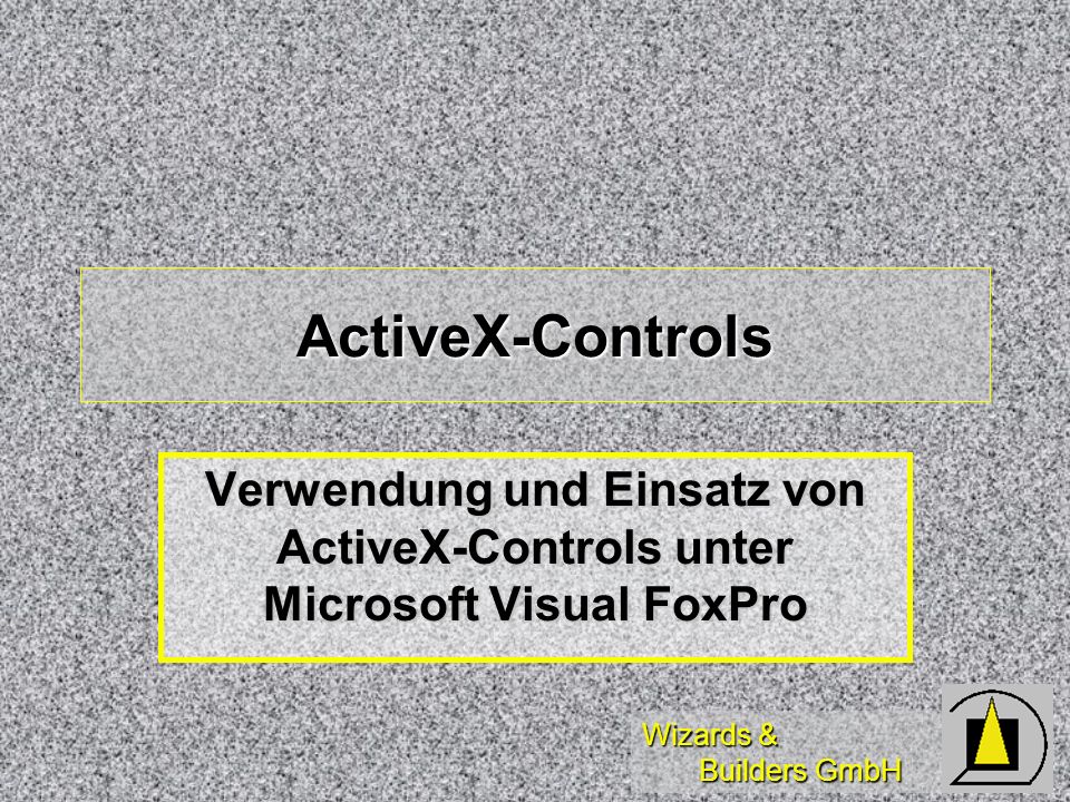 Wizards & Builders GmbH ActiveX-Controls Verwendung und Einsatz von ActiveX-Controls unter Microsoft Visual FoxPro