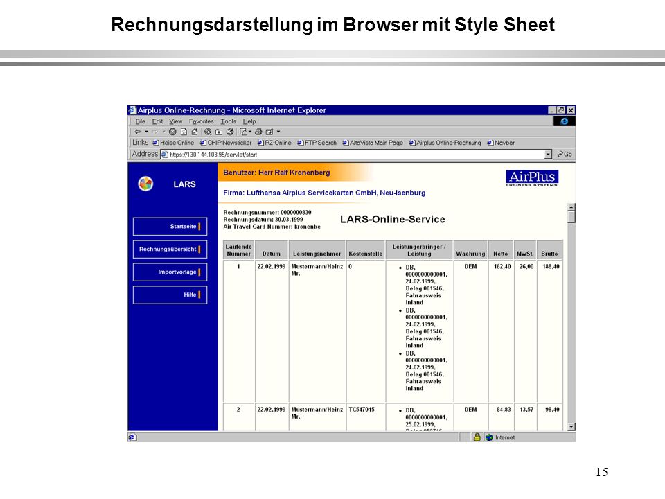 15 Rechnungsdarstellung im Browser mit Style Sheet