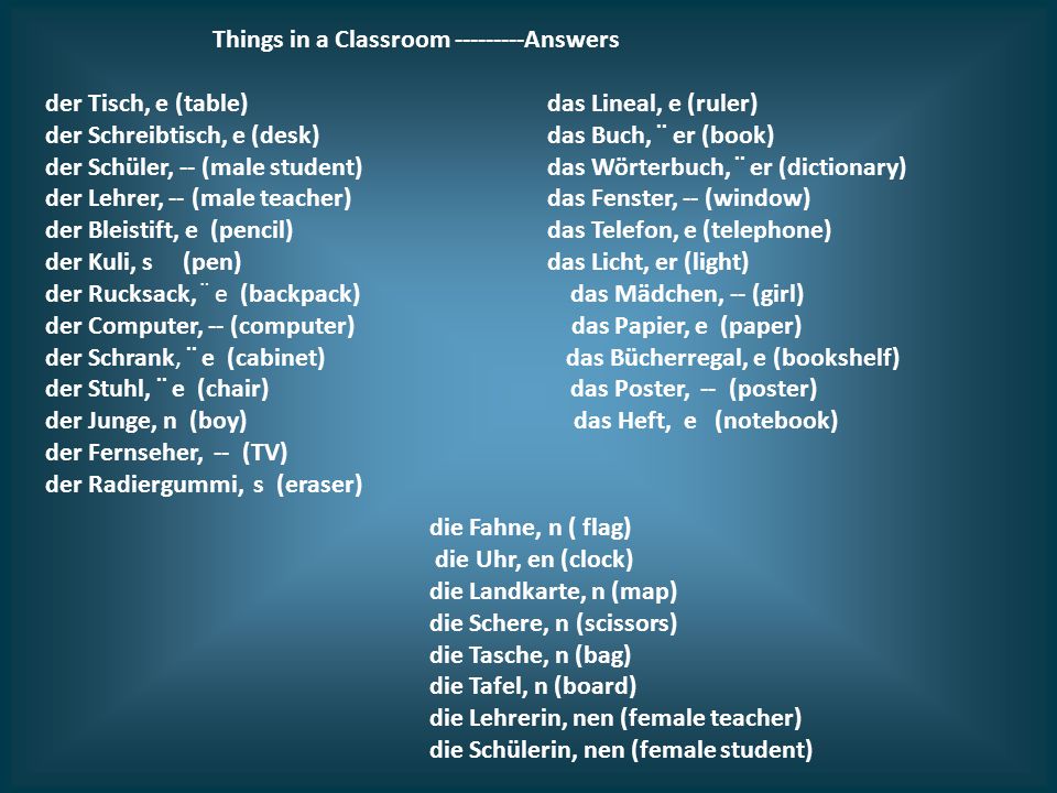 What Are The Classroom Items In German Ppt Herunterladen