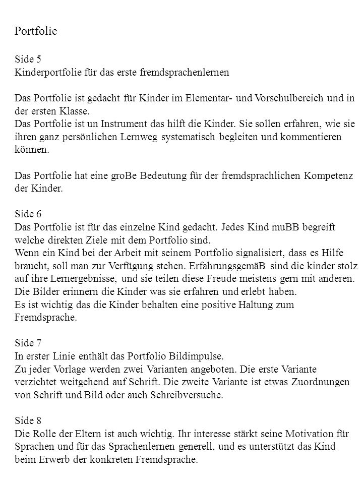 Portfolie Side Kinderportfolie F R Das Erste Fremdsprachenlernen Das Portfolie Ist Gedacht F R