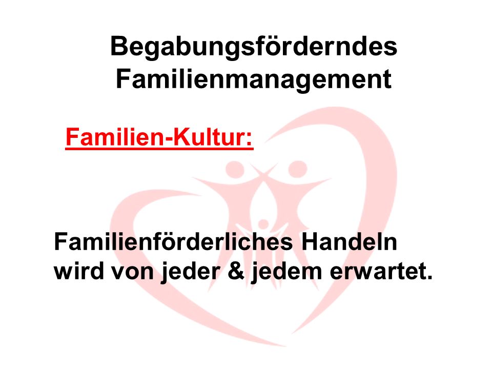Begabungsförderndes Familienmanagement Familienförderliches Handeln wird von jeder & jedem erwartet.