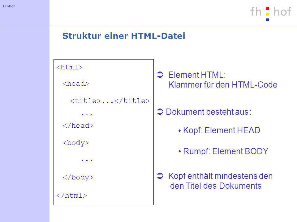 FH-Hof Struktur einer HTML-Datei...