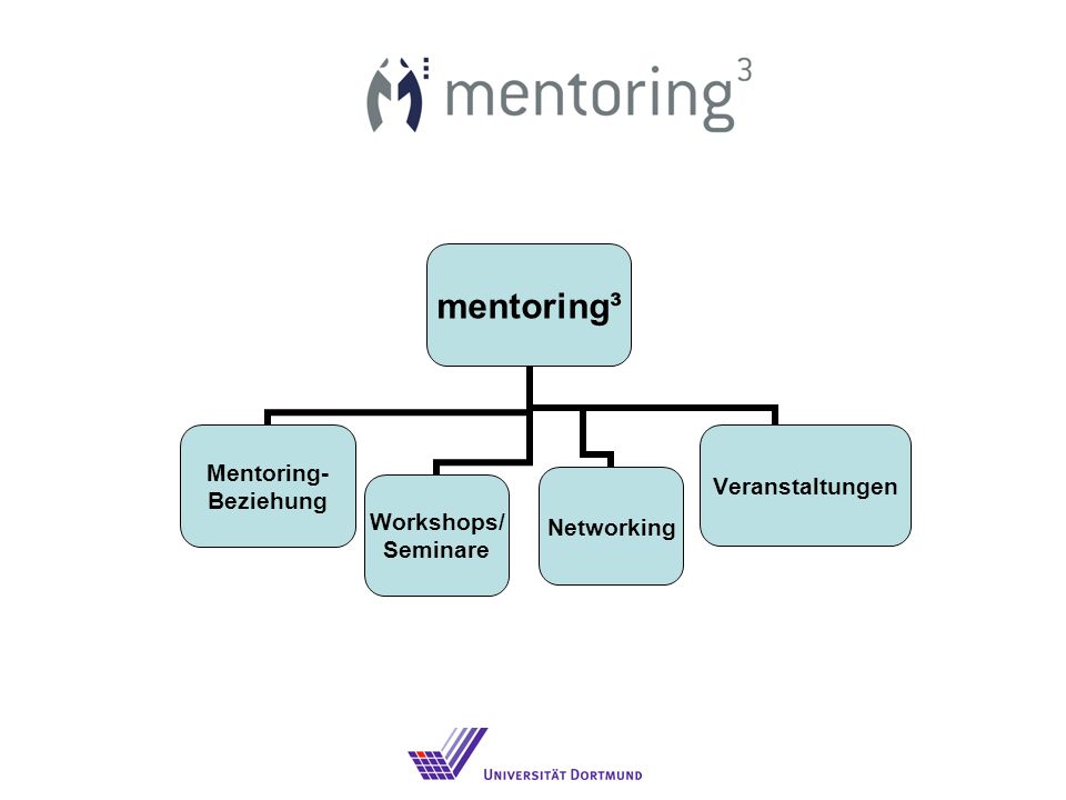 mentoring³ Mentoring- Beziehung Workshops/ Seminare NetworkingVeranstaltungen