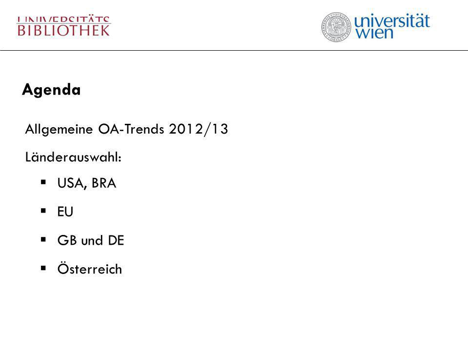 Agenda Allgemeine OA-Trends 2012/13 EU USA, BRA GB und DE Österreich Länderauswahl: