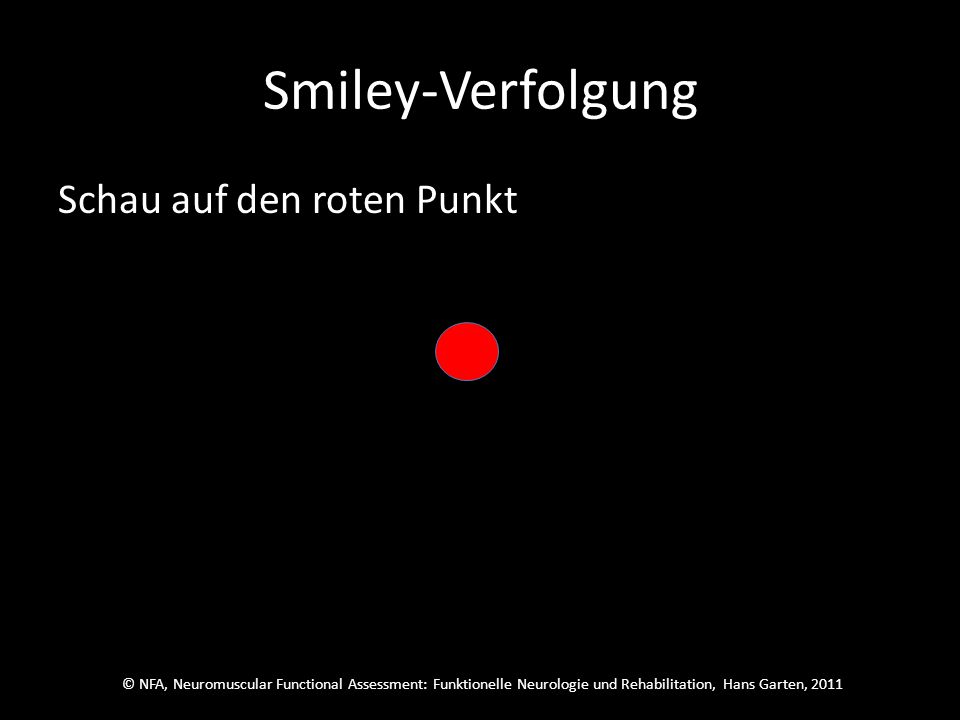 © NFA, Neuromuscular Functional Assessment: Funktionelle Neurologie und Rehabilitation, Hans Garten, 2011 Smiley-Verfolgung Der war richtig