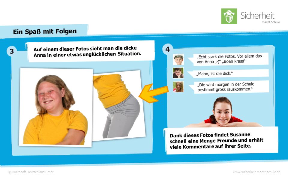 © Microsoft Deutschland GmbHwww.sicherheit-macht-schule.de Ein Spaß mit Folgen Susanne hat sich in einem sozialen Netzwerk angemeldet.