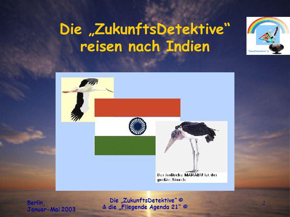 Berlin, Januar-Mai 2003 Die ZukunftsDetektive © & die Fliegende Agenda 21 © 2 Die ZukunftsDetektive reisen nach Indien