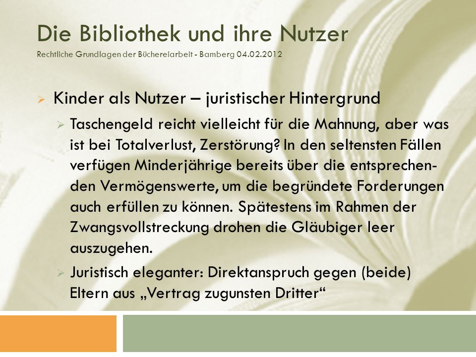 Rechtliche Grundlagen Der Büchereiarbeit Susanne Drauz Assiur
