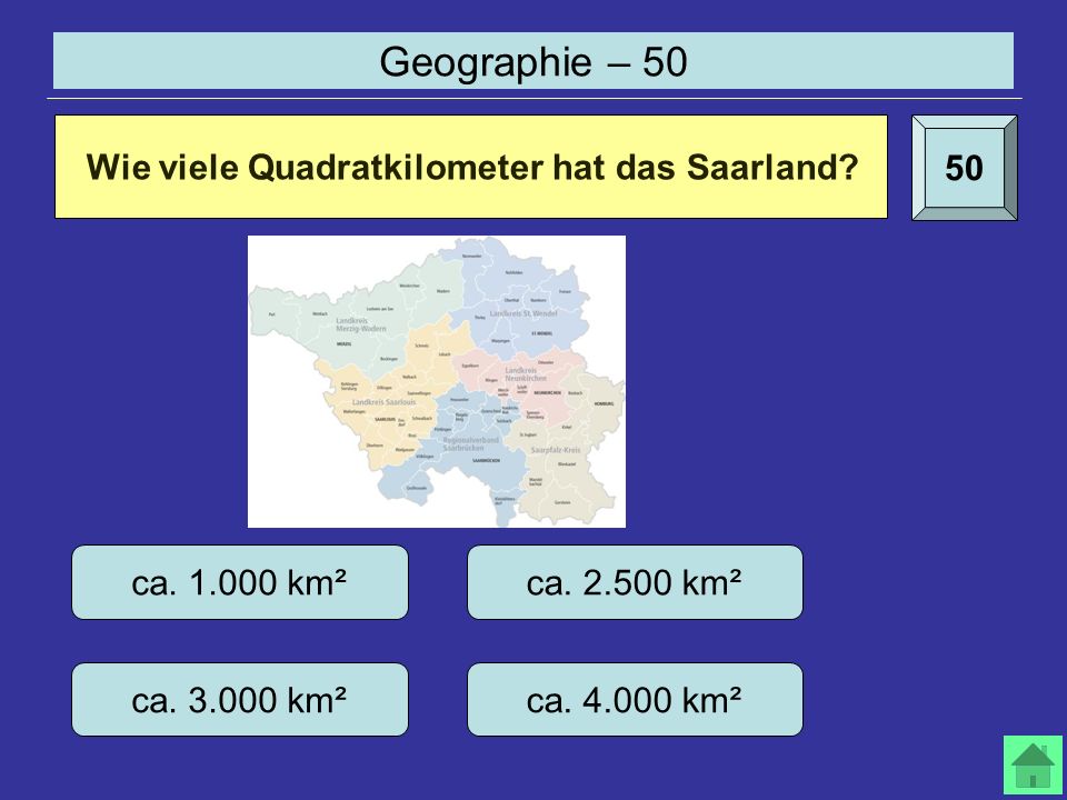 Geographie – Wie viele Quadratkilometer hat das Saarland.