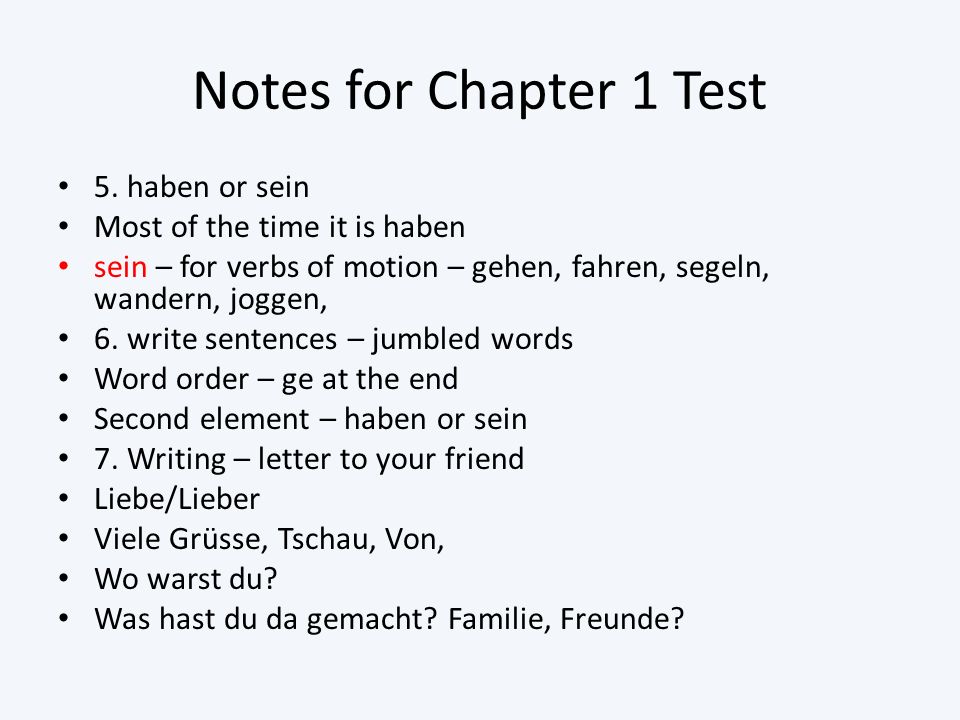 Notes for Chapter 1 Test 5.