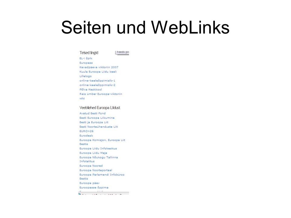 Seiten und WebLinks