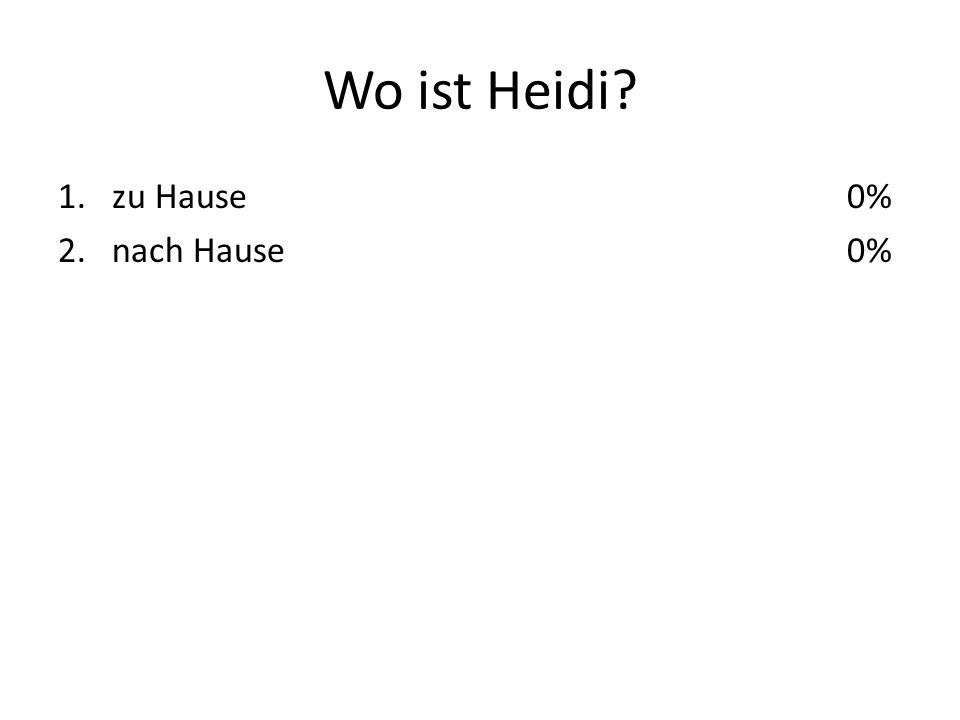 Wo ist Heidi 1.zu Hause 2.nach Hause 0%
