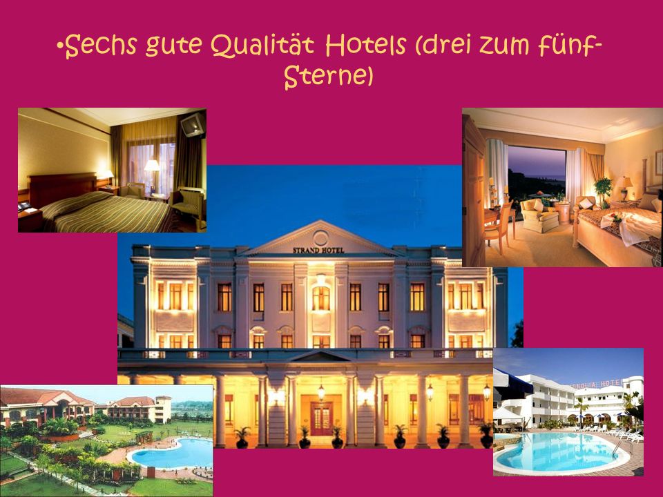 Sechs gute Qualität Hotels (drei zum fünf- Sterne) Fünf-Sterne unterkunft nur von 100 Euros (PP)