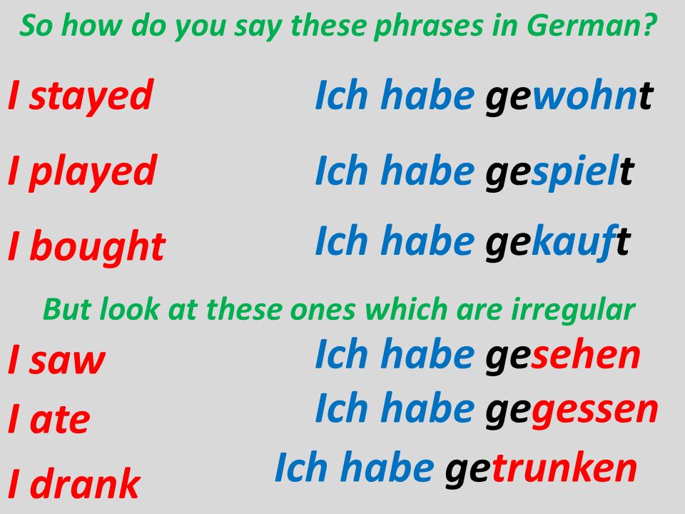 So how do you say these phrases in German.