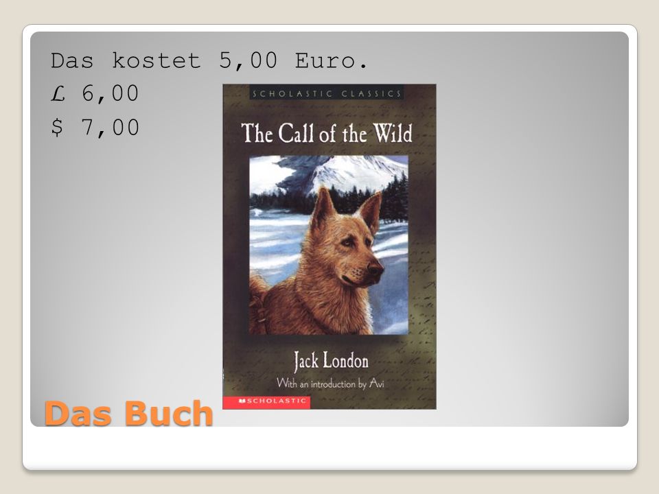 Das Buch Das kostet 5,00 Euro. L 6,00 $ 7,00